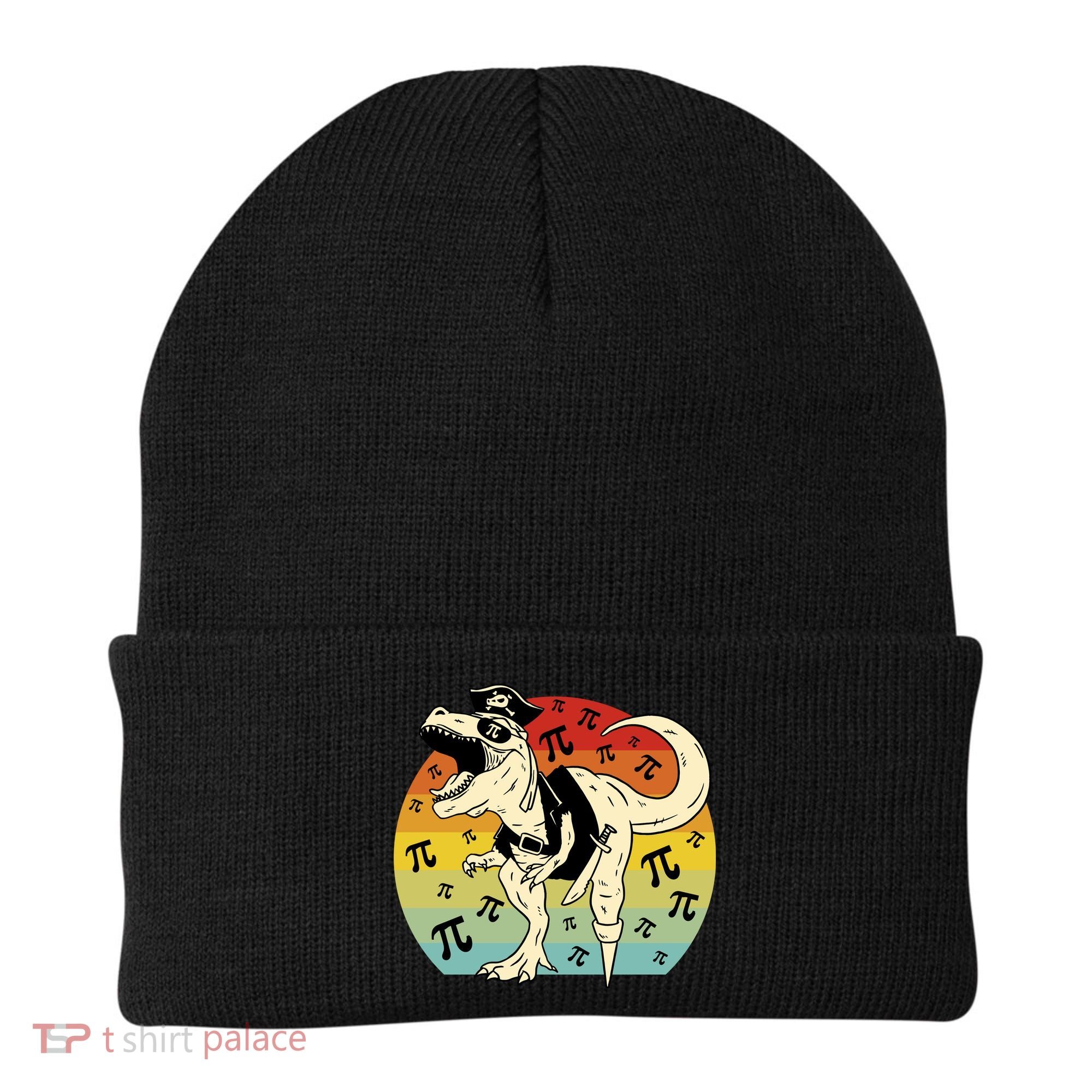 Pirate Dinosaur Retro Sunset Pi 3.14159 Beanie