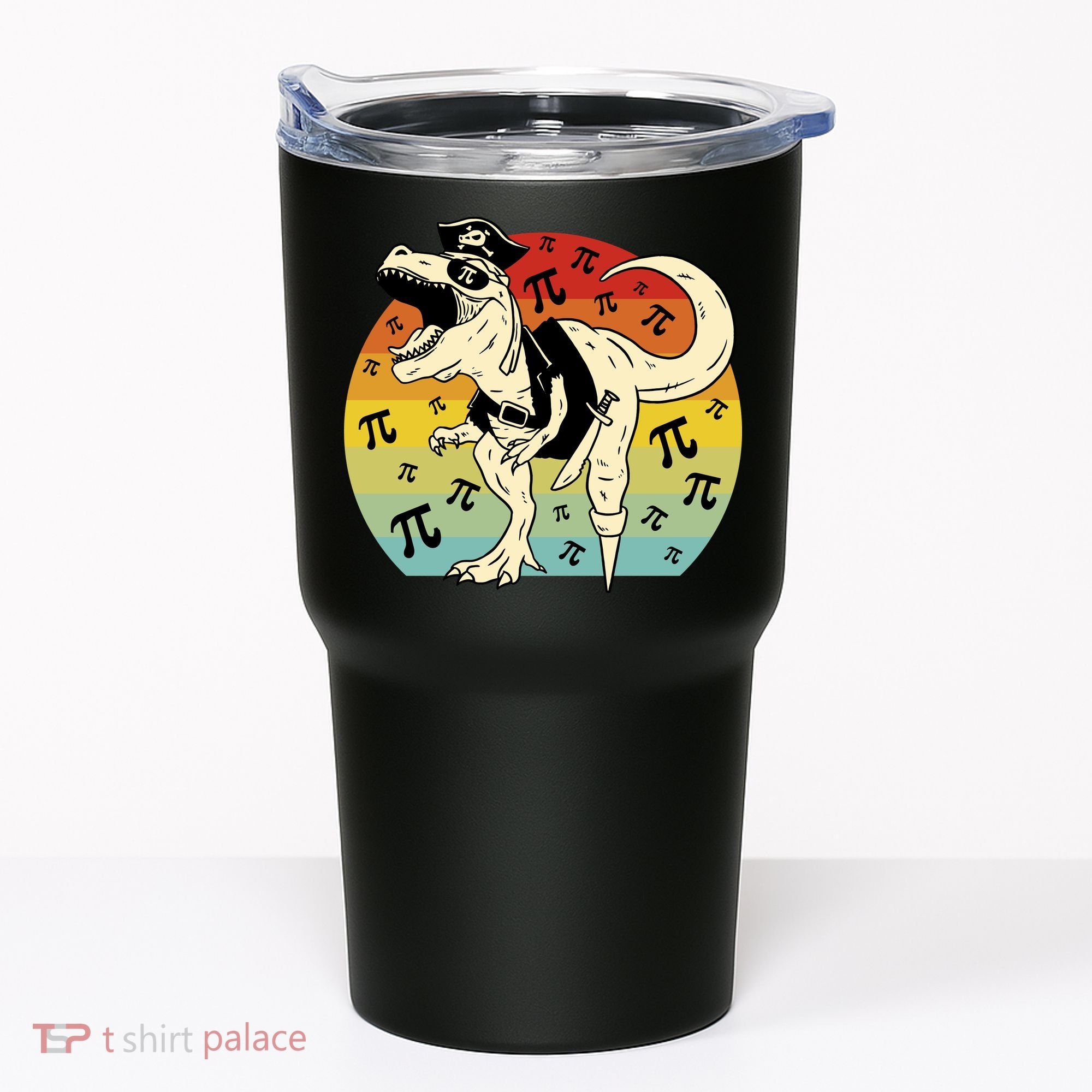 Pirate Dinosaur Retro Sunset Pi 3.14159 Tumbler