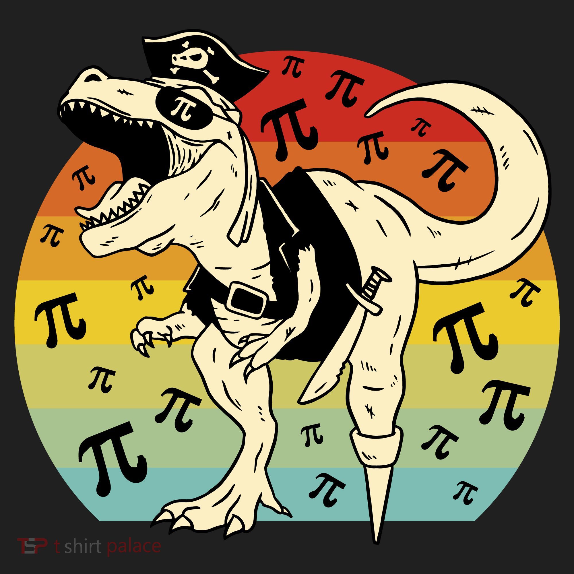 Pirate Dinosaur Retro Sunset Pi 3.14159 Tumbler