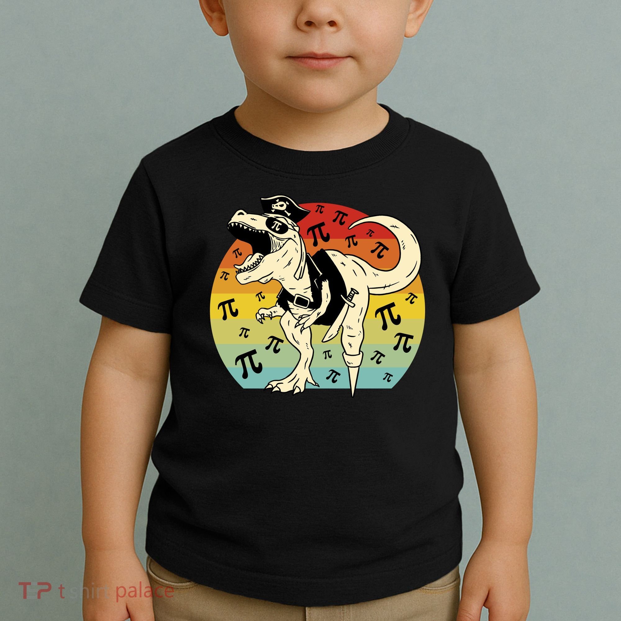 Pirate Dinosaur Retro Sunset Pi 3.14159 Toddler T-Shirt