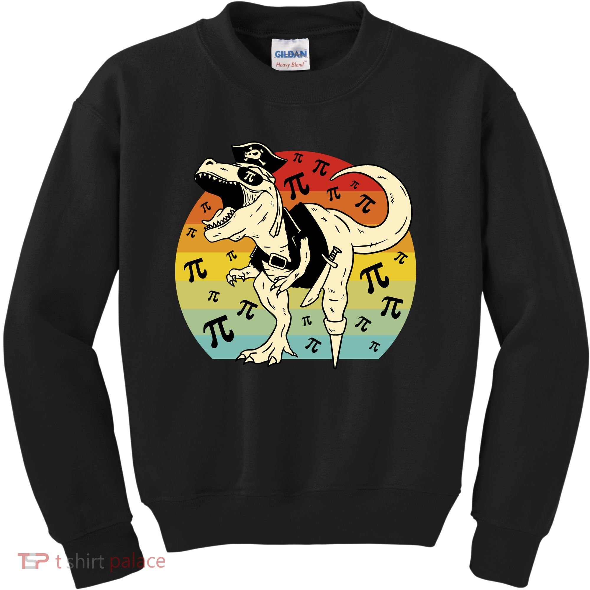 Pirate Dinosaur Retro Sunset Pi 3.14159 Kids Sweatshirt
