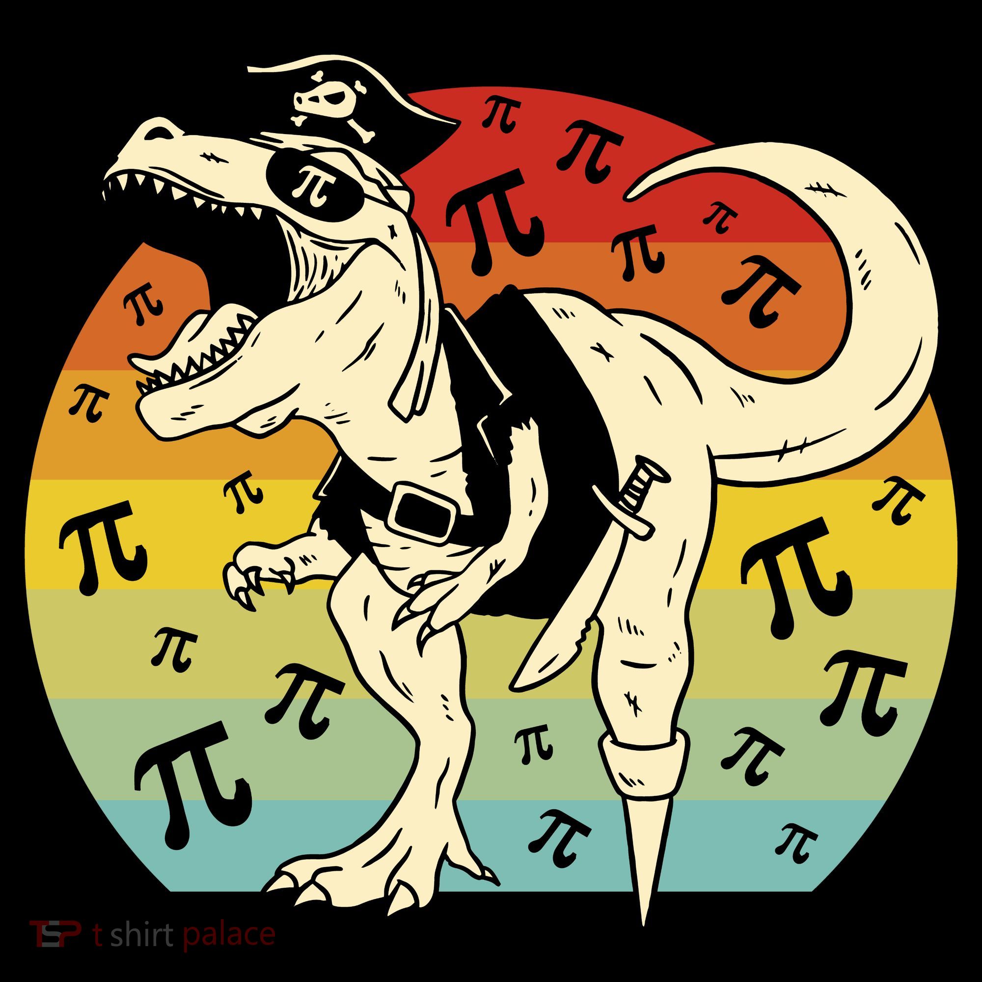 Pirate Dinosaur Retro Sunset Pi 3.14159 Kids Sweatshirt