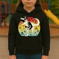 Pirate Dinosaur Retro Sunset Pi 3.14159 Kids Hoodie thumb 3