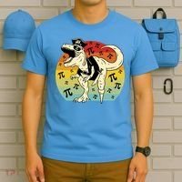 Pirate Dinosaur Retro Sunset Pi 3.14159 T-Shirt thumb 5