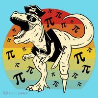 Pirate Dinosaur Retro Sunset Pi 3.14159 T-Shirt thumb 6