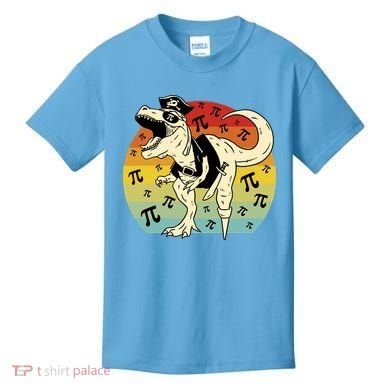 Pirate Dinosaur Retro Sunset Pi 3.14159 Kids T-Shirt
