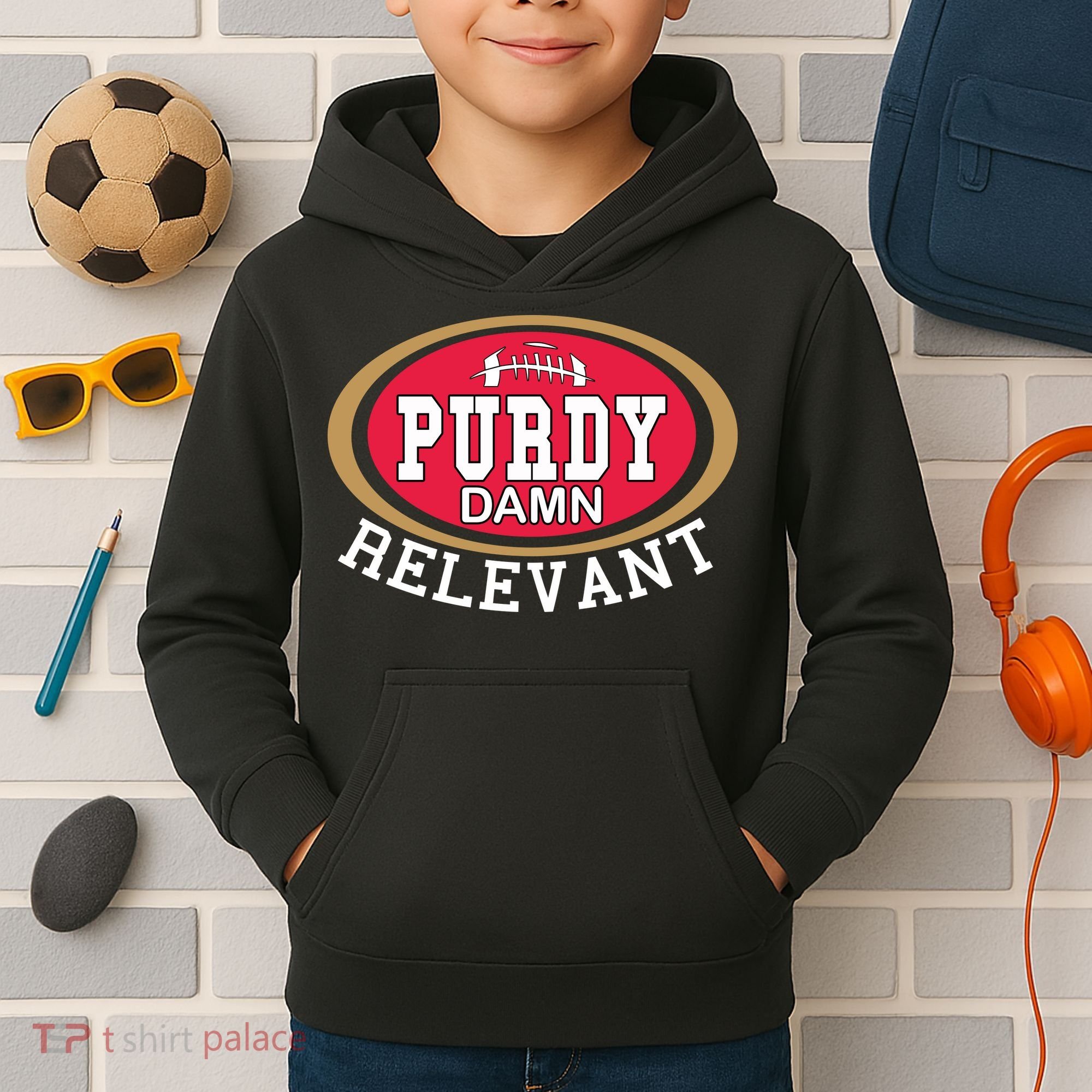 Purdy Damn Relevant San Francisco Football Kids Hoodie