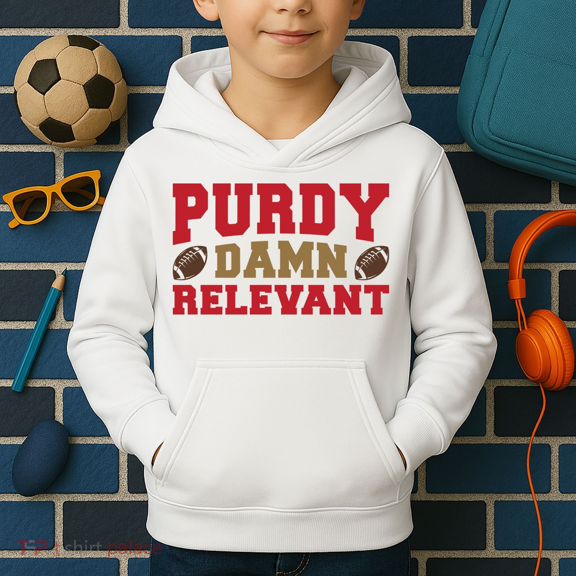 Purdy Damn Relevant San Francisco Football Kids Hoodie