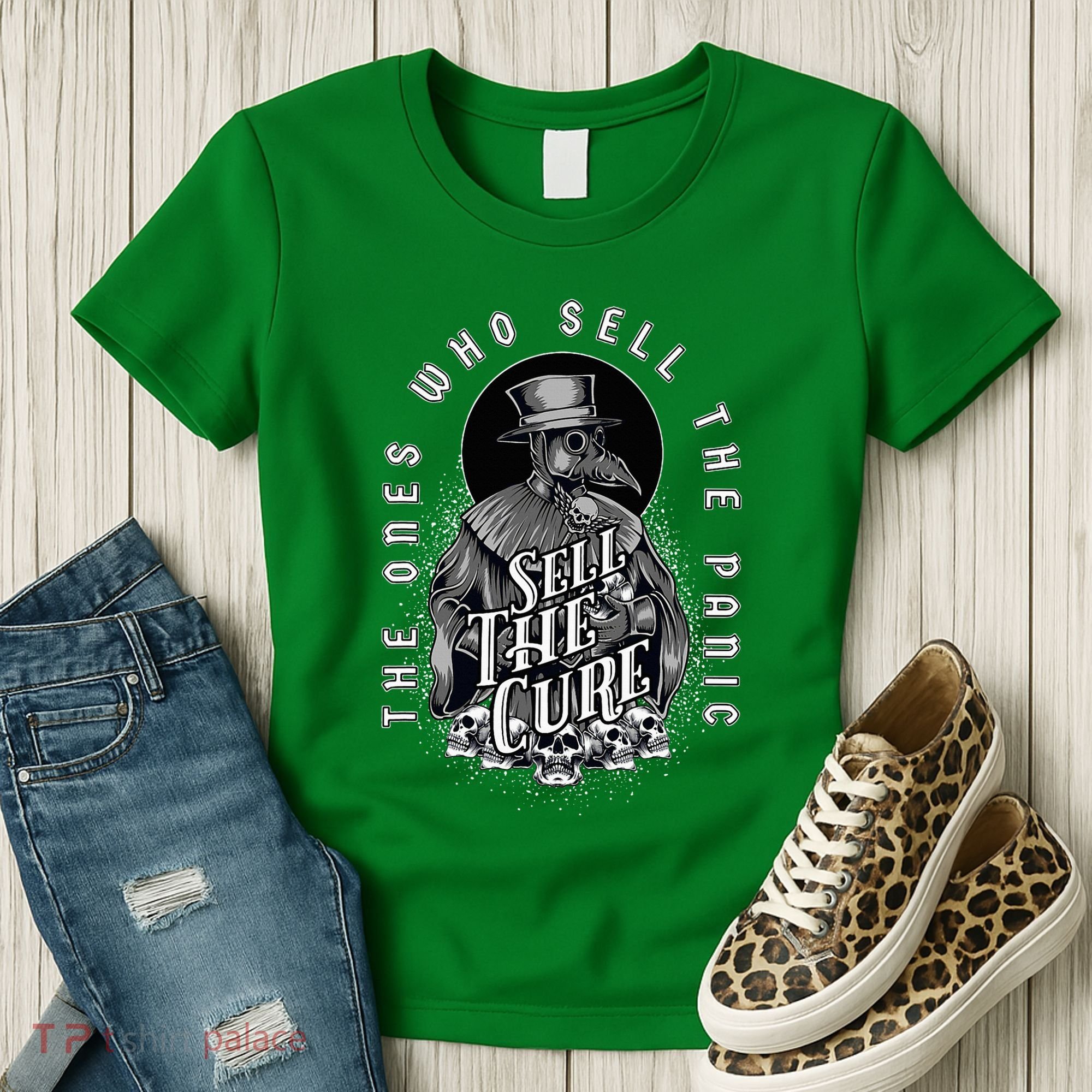 Plague Doctor Sell The Panic Sell The Cure Women's T-Shirt