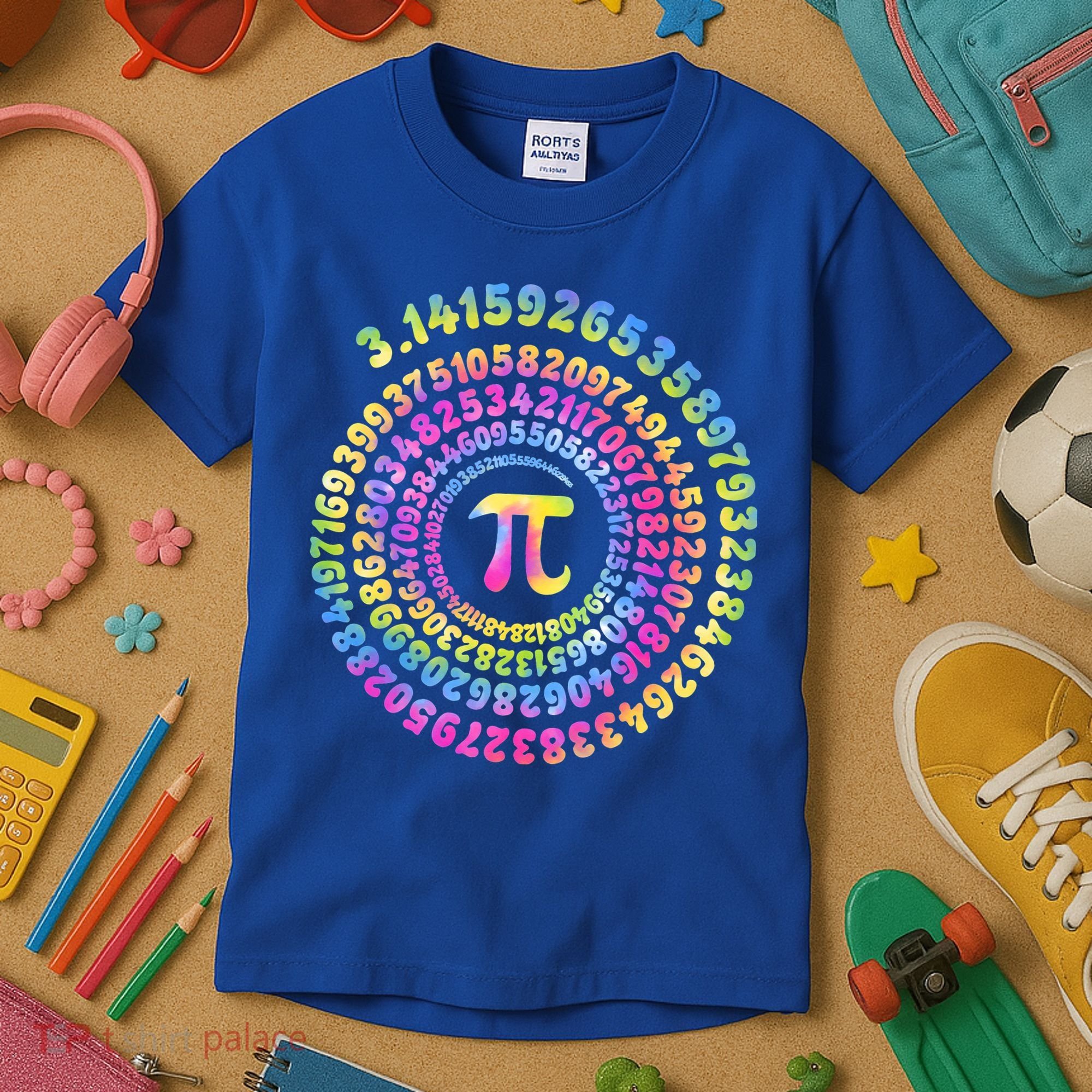 Pi Day Spiral Pi Tie Dye Numbers Math Pi Day 3.14 Kids T-Shirt