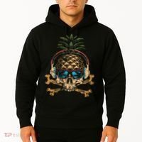 Pineapple DJ Skull Summer Vibes Gamer Hawaiian Sunglasses Hoodie thumb 2