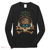 Pineapple DJ Skull Summer Vibes Gamer Hawaiian Sunglasses Long Sleeve Shirt thumb 0
