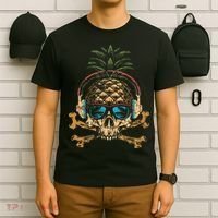 Pineapple DJ Skull Summer Vibes Gamer Hawaiian Sunglasses T-Shirt thumb 6