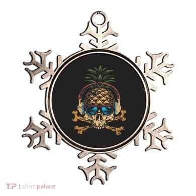 Pineapple DJ Skull Summer Vibes Gamer Hawaiian Sunglasses Ornament