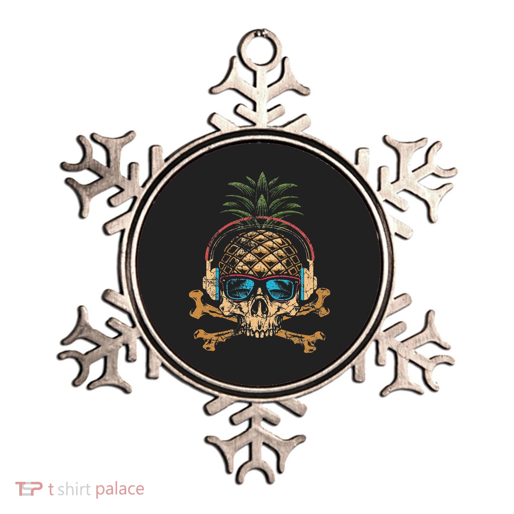Pineapple DJ Skull Summer Vibes Gamer Hawaiian Sunglasses Ornament