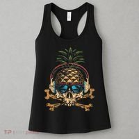 Pineapple DJ Skull Summer Vibes Gamer Hawaiian Sunglasses Women's Tank Top thumb 3