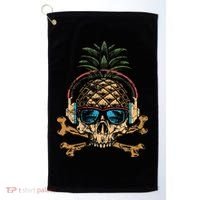 Pineapple DJ Skull Summer Vibes Gamer Hawaiian Sunglasses Golf Towel thumb 0