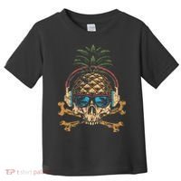Pineapple DJ Skull Summer Vibes Gamer Hawaiian Sunglasses Toddler T-Shirt thumb 0