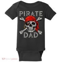 Pirate Dad Shirt Jolly Roger Skull & Crossbones Flag Baby Bodysuit thumb 0