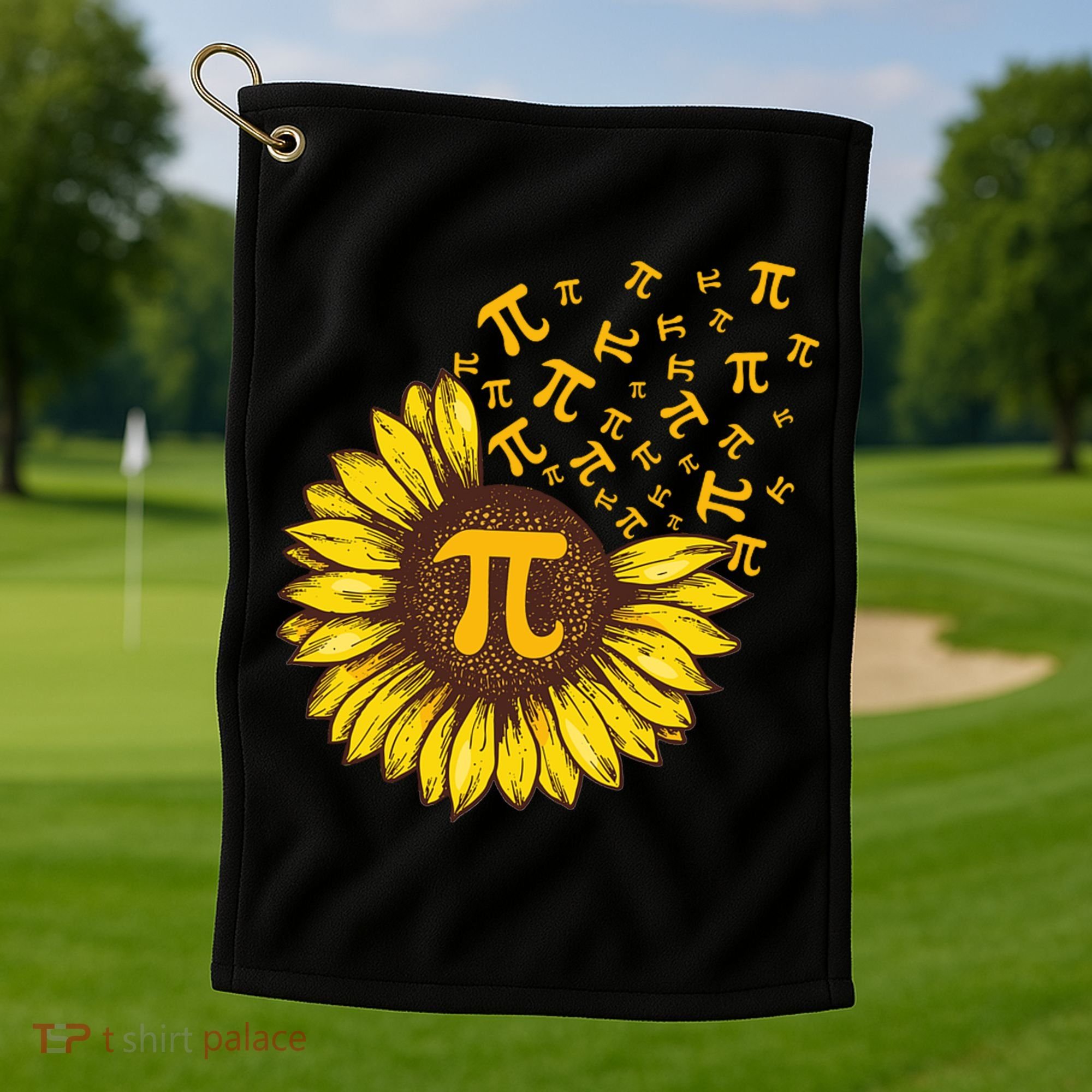 Pi Day Sunflower Floral Flower Golf Towel