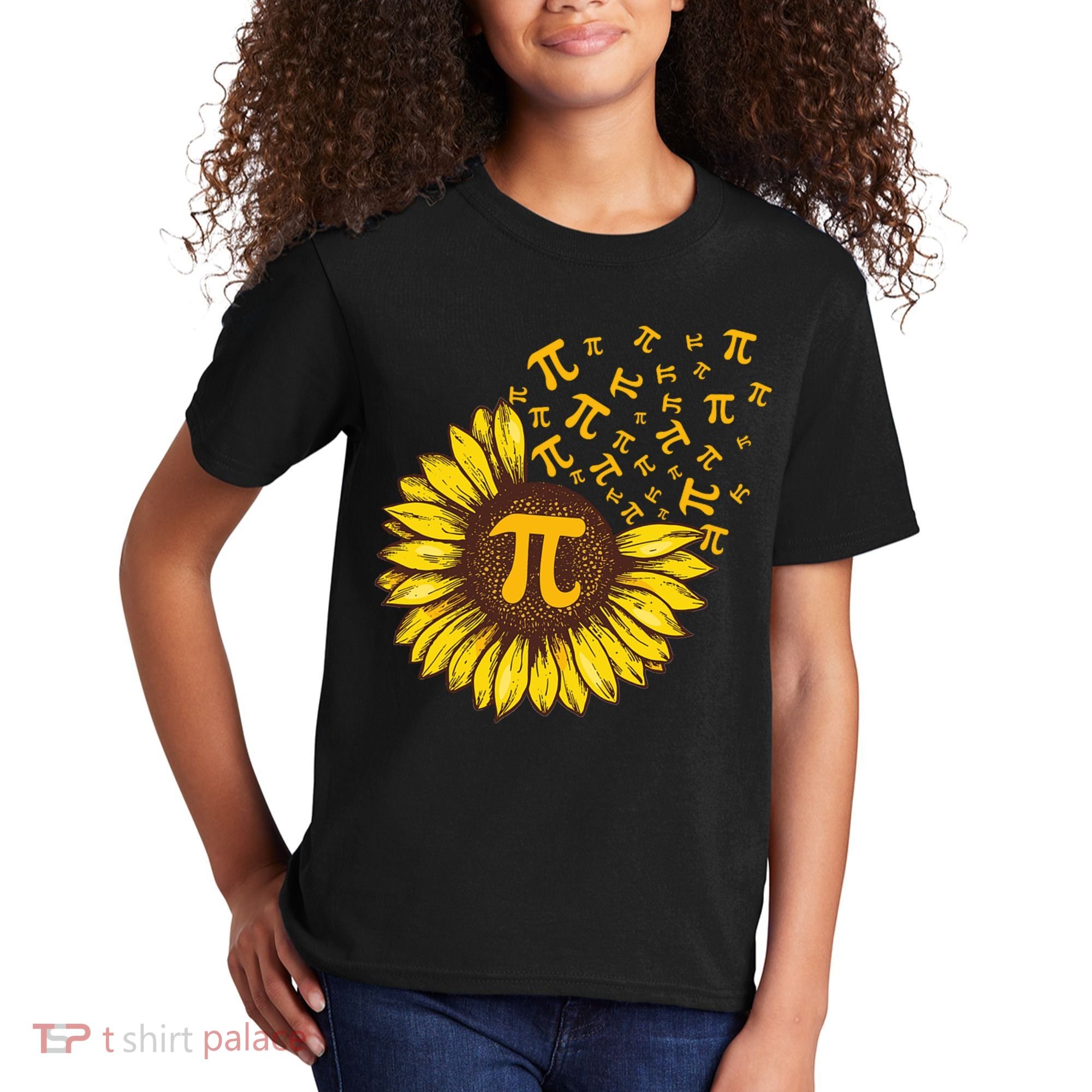 Pi Day Sunflower Floral Flower Kids T-Shirt