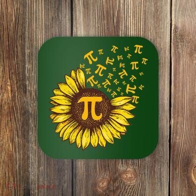 Pi Day Sunflower Floral Flower Coaster