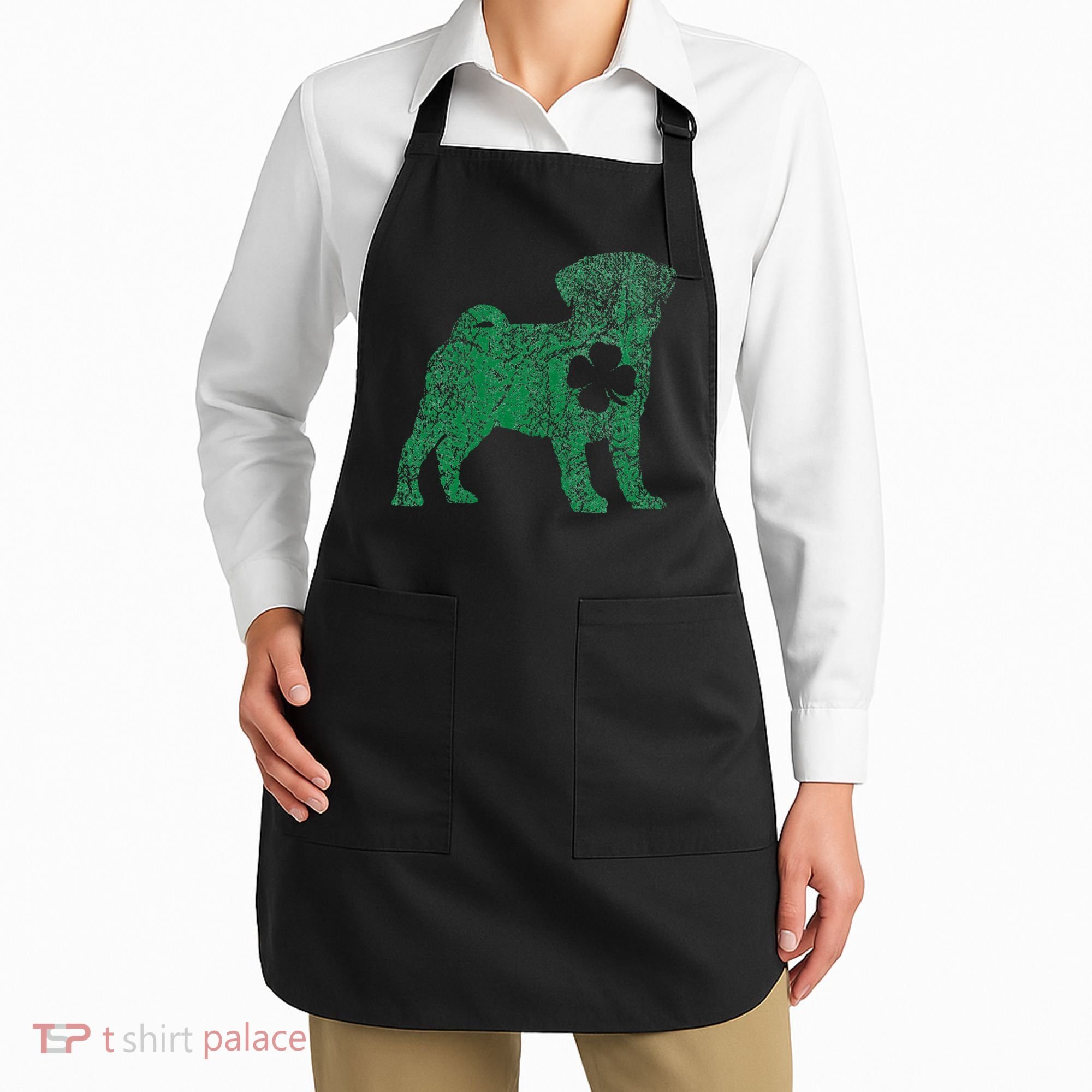 Pug Dog Shamrock St Patrick's Day Saint Paddy's Irish Apron