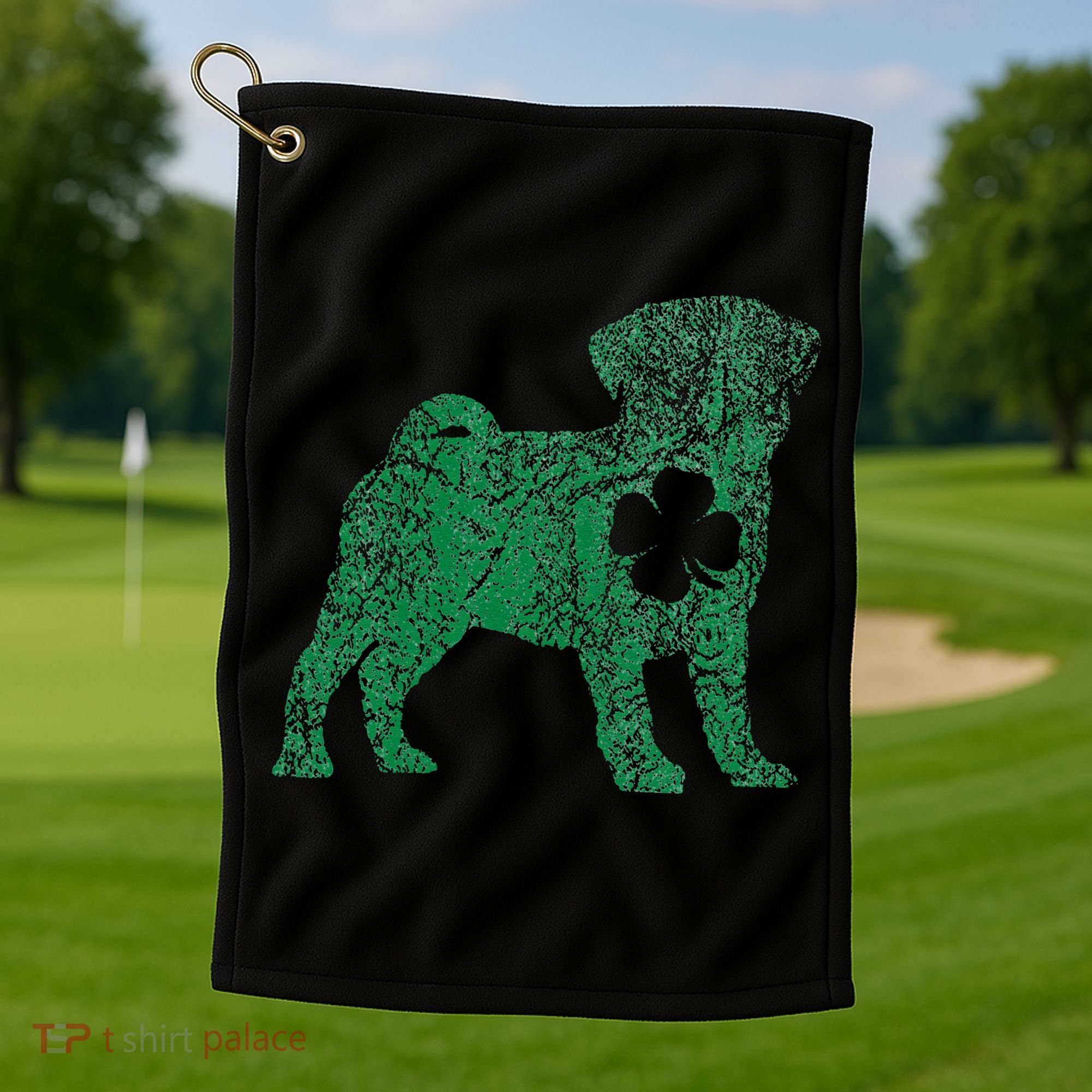 Pug Dog Shamrock St Patrick's Day Saint Paddy's Irish Golf Towel