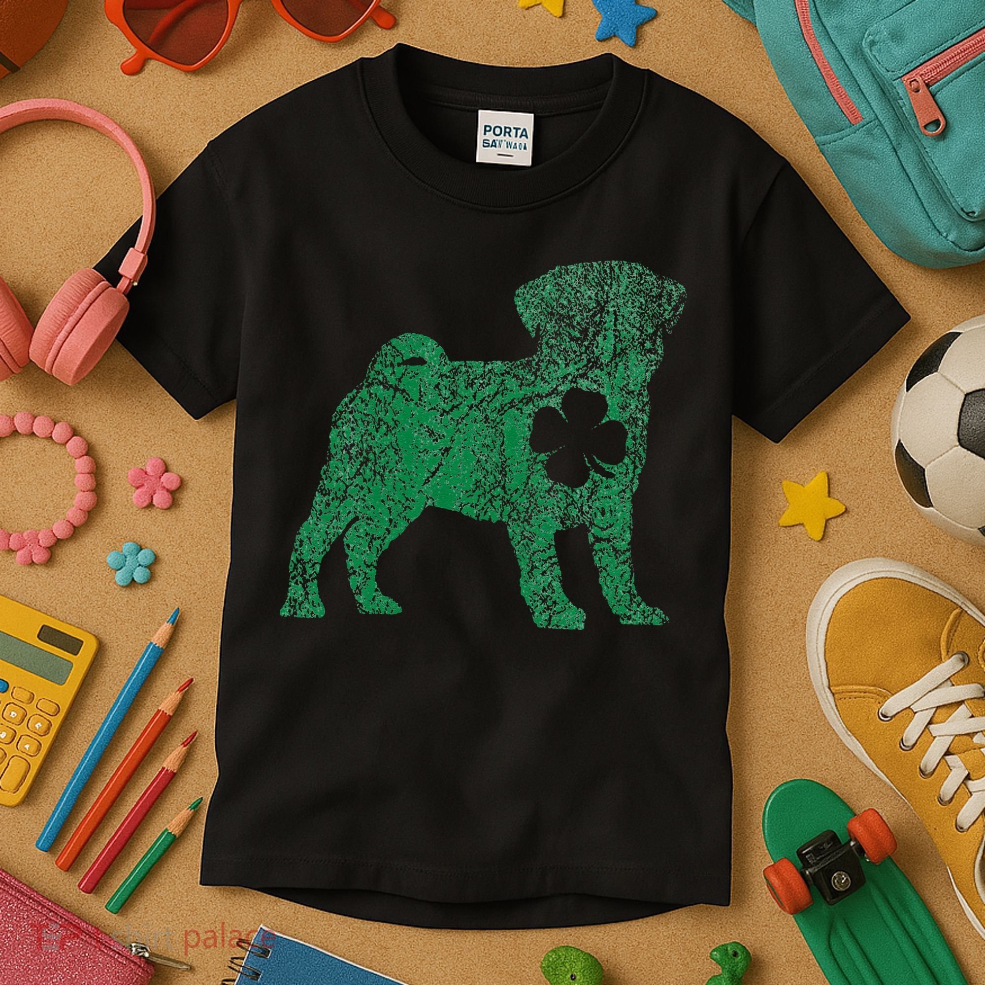 Pug Dog Shamrock St Patrick's Day Saint Paddy's Irish Kids T-Shirt