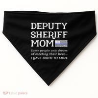 Proud Deputy Sheriff Mom Mother Thin Blue Line American Flag Funny Gift USA-Made Doggie Bandana thumb 0