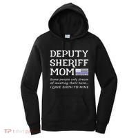 Proud Deputy Sheriff Mom Mother Thin Blue Line American Flag Funny Gift Women's Hoodie thumb 0