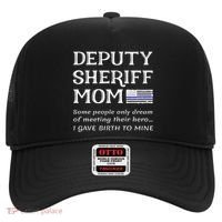 Proud Deputy Sheriff Mom Mother Thin Blue Line American Flag Funny Gift Hat thumb 0