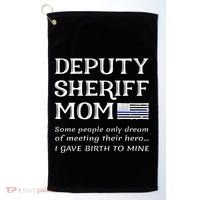 Proud Deputy Sheriff Mom Mother Thin Blue Line American Flag Funny Gift Golf Towel thumb 0