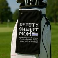 Proud Deputy Sheriff Mom Mother Thin Blue Line American Flag Funny Gift Golf Towel thumb 2