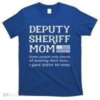 Proud Deputy Sheriff Mom Mother Thin Blue Line American Flag Funny Gift T-Shirt thumb 0