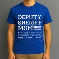 Proud Deputy Sheriff Mom Mother Thin Blue Line American Flag Funny Gift T-Shirt thumb 3