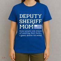 Proud Deputy Sheriff Mom Mother Thin Blue Line American Flag Funny Gift T-Shirt thumb 4