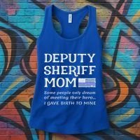 Proud Deputy Sheriff Mom Mother Thin Blue Line American Flag Funny Gift Women's Tank Top thumb 3