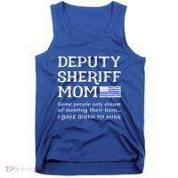 Proud Deputy Sheriff Mom Mother Thin Blue Line American Flag Funny Gift Tank Top thumb 0