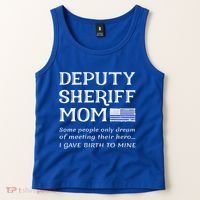 Proud Deputy Sheriff Mom Mother Thin Blue Line American Flag Funny Gift Tank Top thumb 2