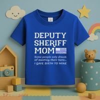 Proud Deputy Sheriff Mom Mother Thin Blue Line American Flag Funny Gift Toddler T-Shirt thumb 3