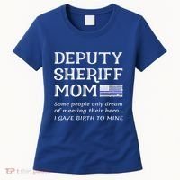 Proud Deputy Sheriff Mom Mother Thin Blue Line American Flag Funny Gift Women's T-Shirt thumb 0