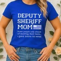 Proud Deputy Sheriff Mom Mother Thin Blue Line American Flag Funny Gift Women's T-Shirt thumb 2