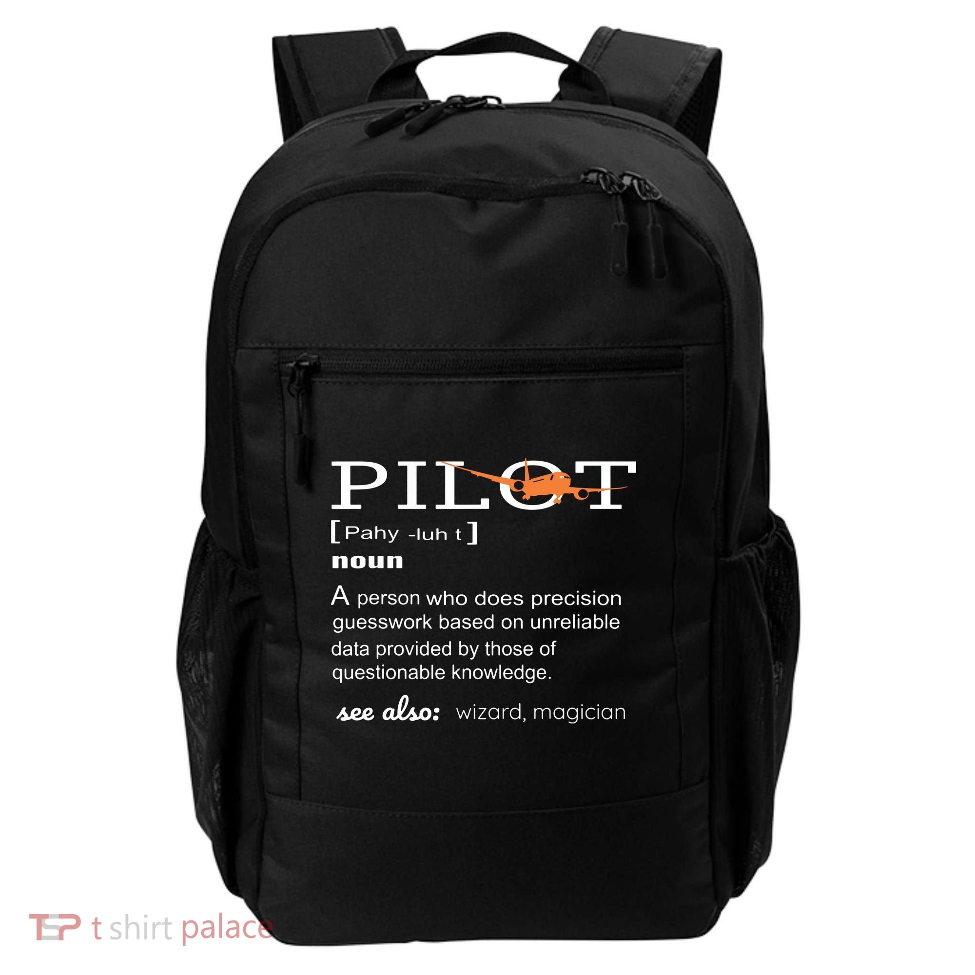 Pilot Definition Shirts Who Lover Funny Airplane Aircraft Backpack