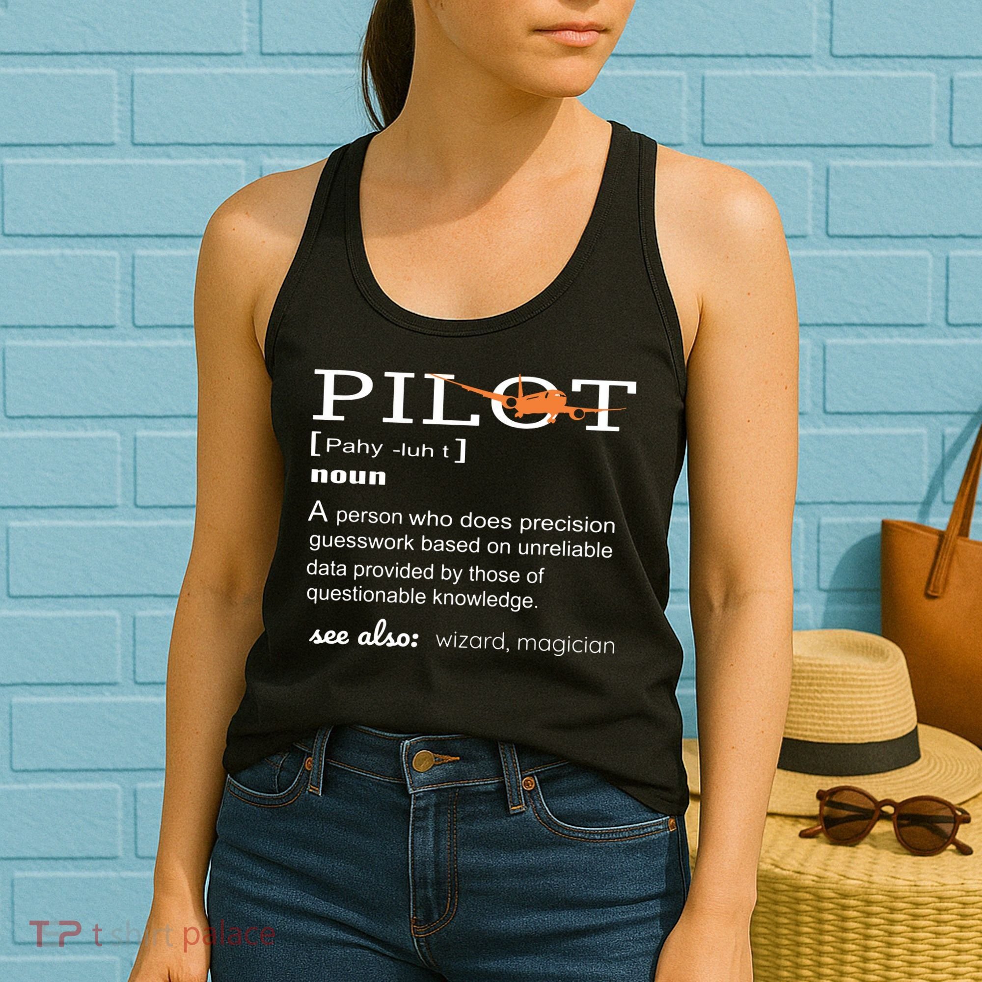 Pilot Definition Shirts Who Lover Funny Airplane Aircraft Women's Tank Top