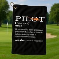 Pilot Definition Shirts Who Lover Funny Airplane Aircraft Golf Towel thumb 1