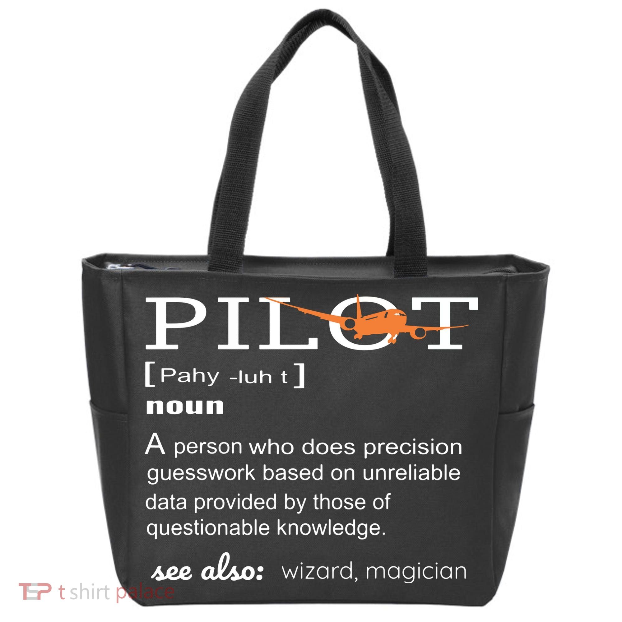 Pilot Definition Shirts Who Lover Funny Airplane Aircraft Tote Bag