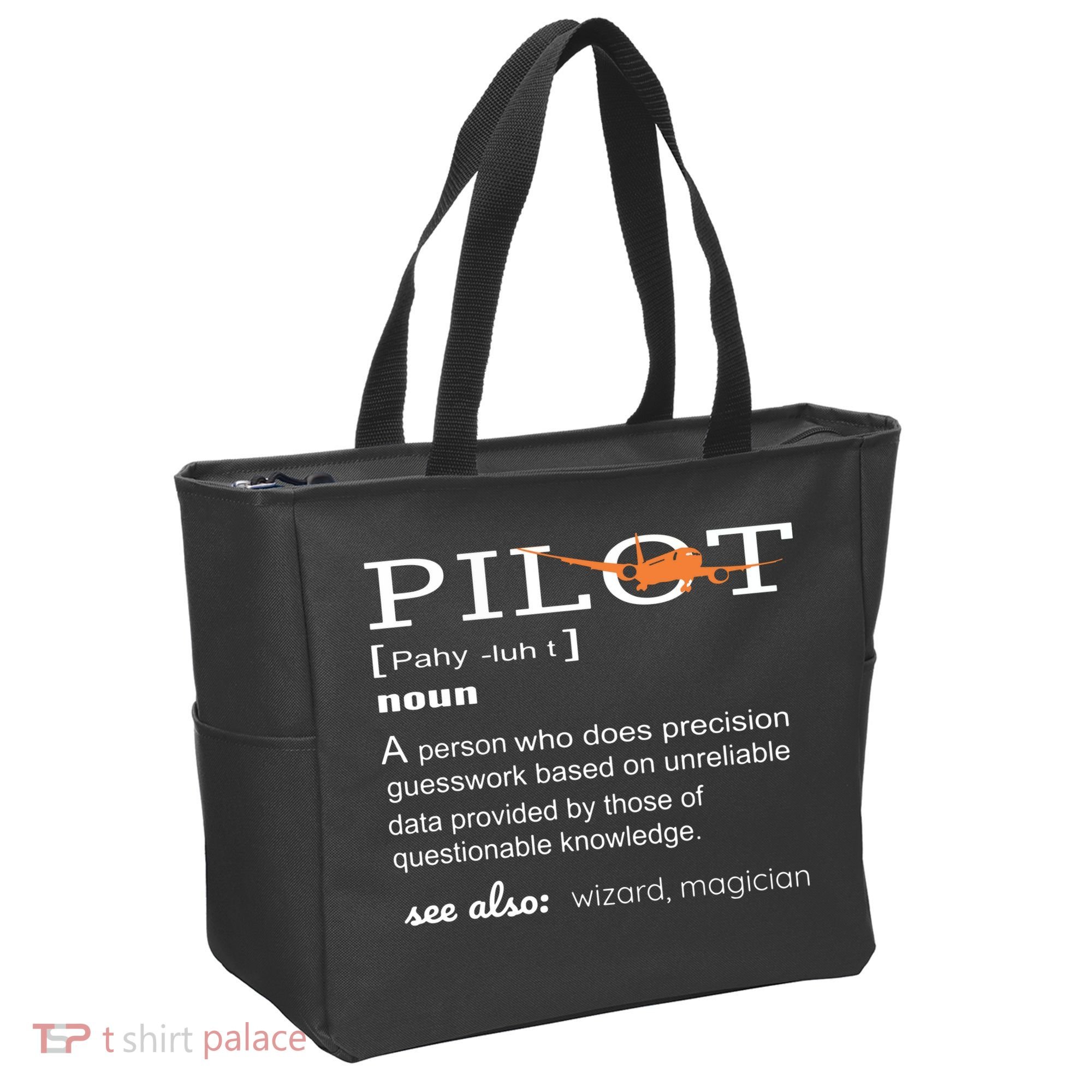 Pilot Definition Shirts Who Lover Funny Airplane Aircraft Tote Bag