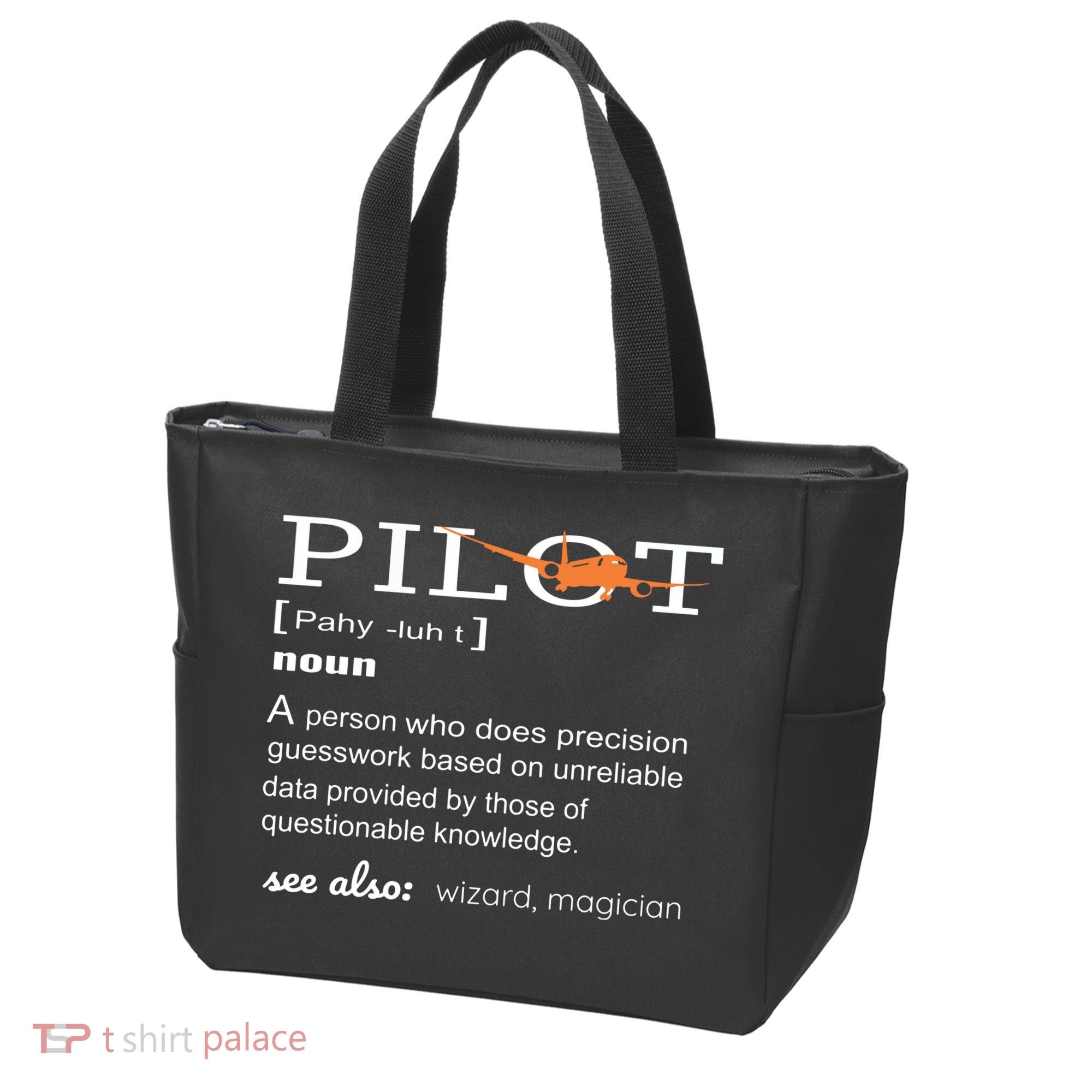 Pilot Definition Shirts Who Lover Funny Airplane Aircraft Tote Bag