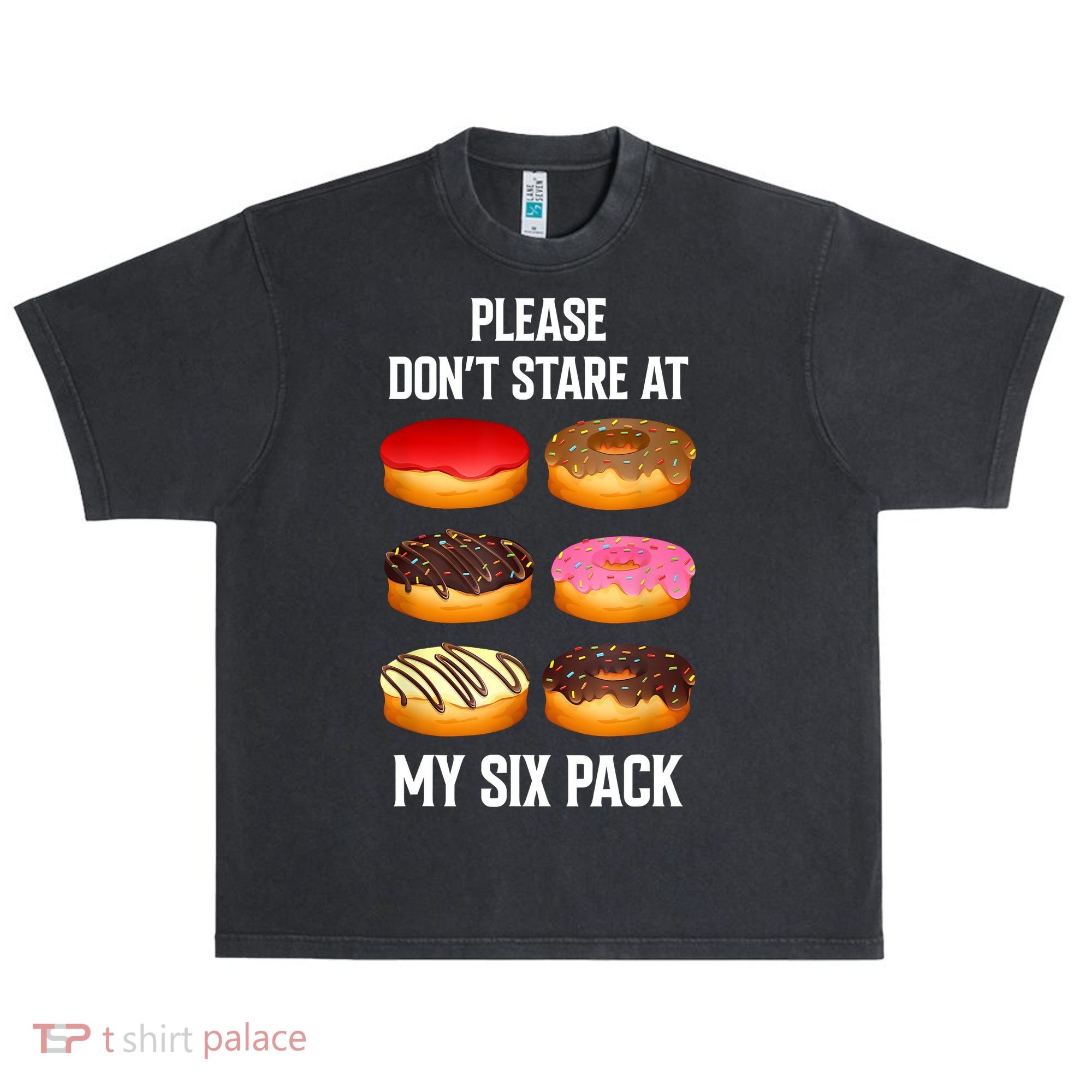 Please Dont Stare At My Six Pack Donuts Abs Six Pack Workout Urban Oversized Heavyweight T-Shirt